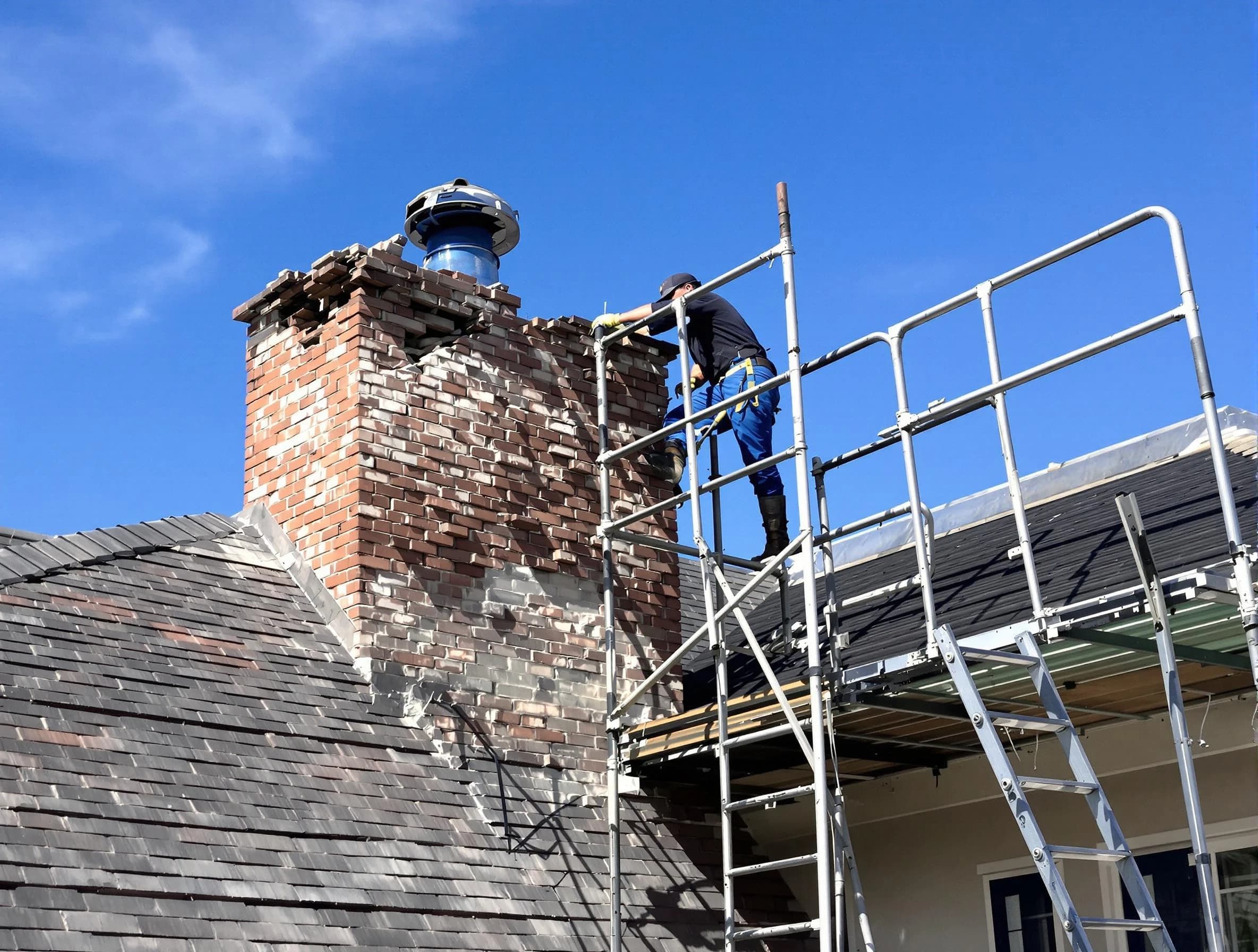 Rebuilding a chimney structure by El Reno Chimney Sweep in El Reno, OK