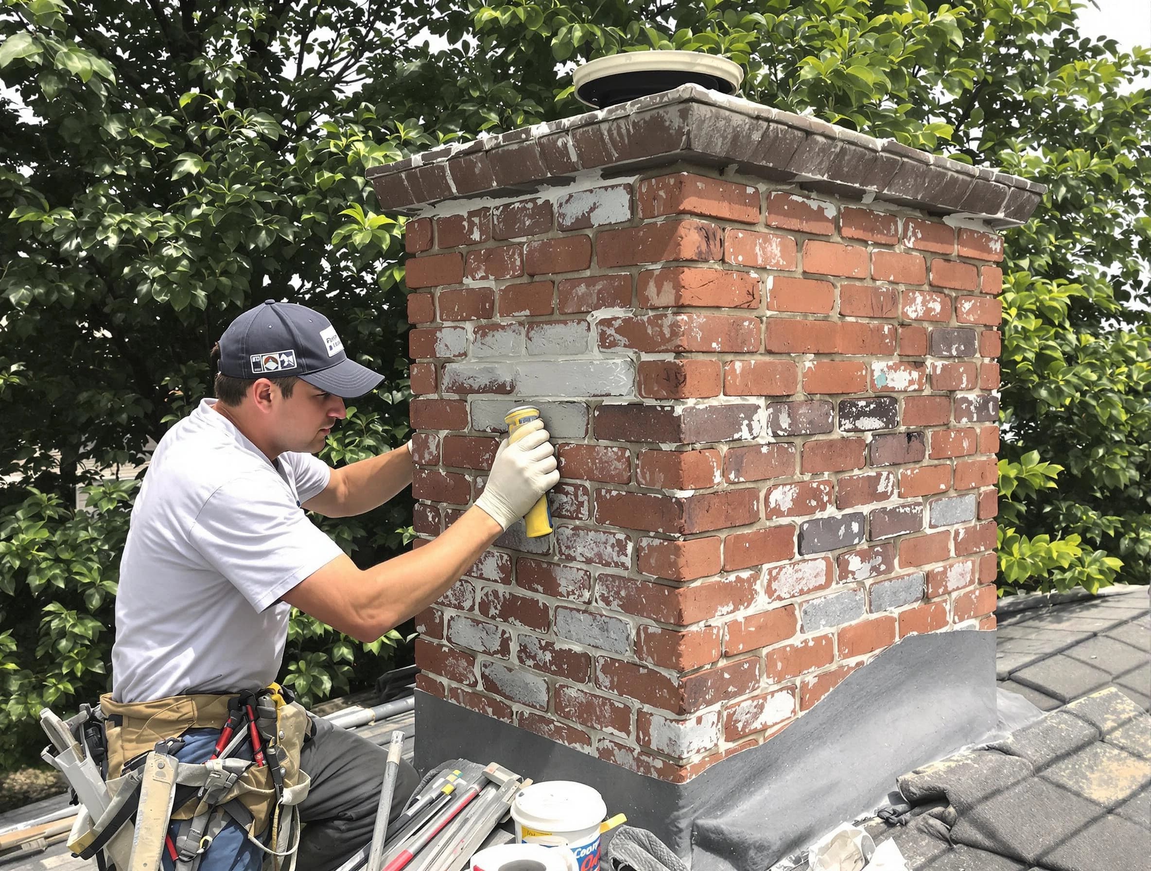 El Reno Chimney Sweep restoring an aging chimney in El Reno, OK