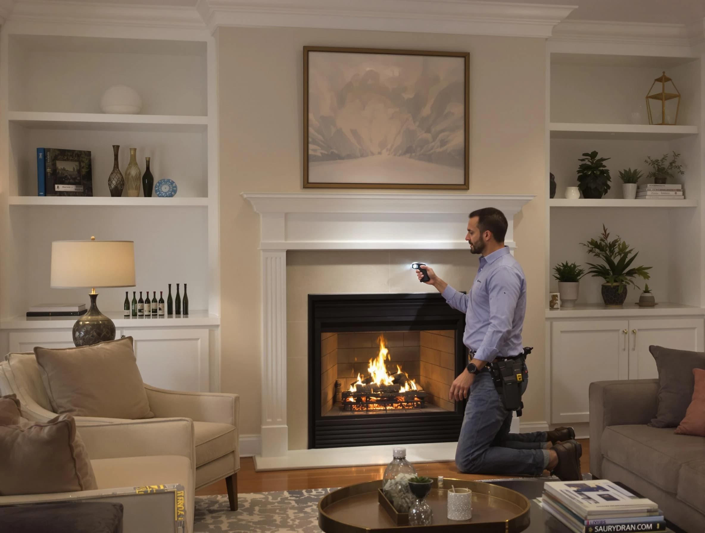 El Reno Chimney Sweep conducting a fireplace safety inspection in El Reno, OK