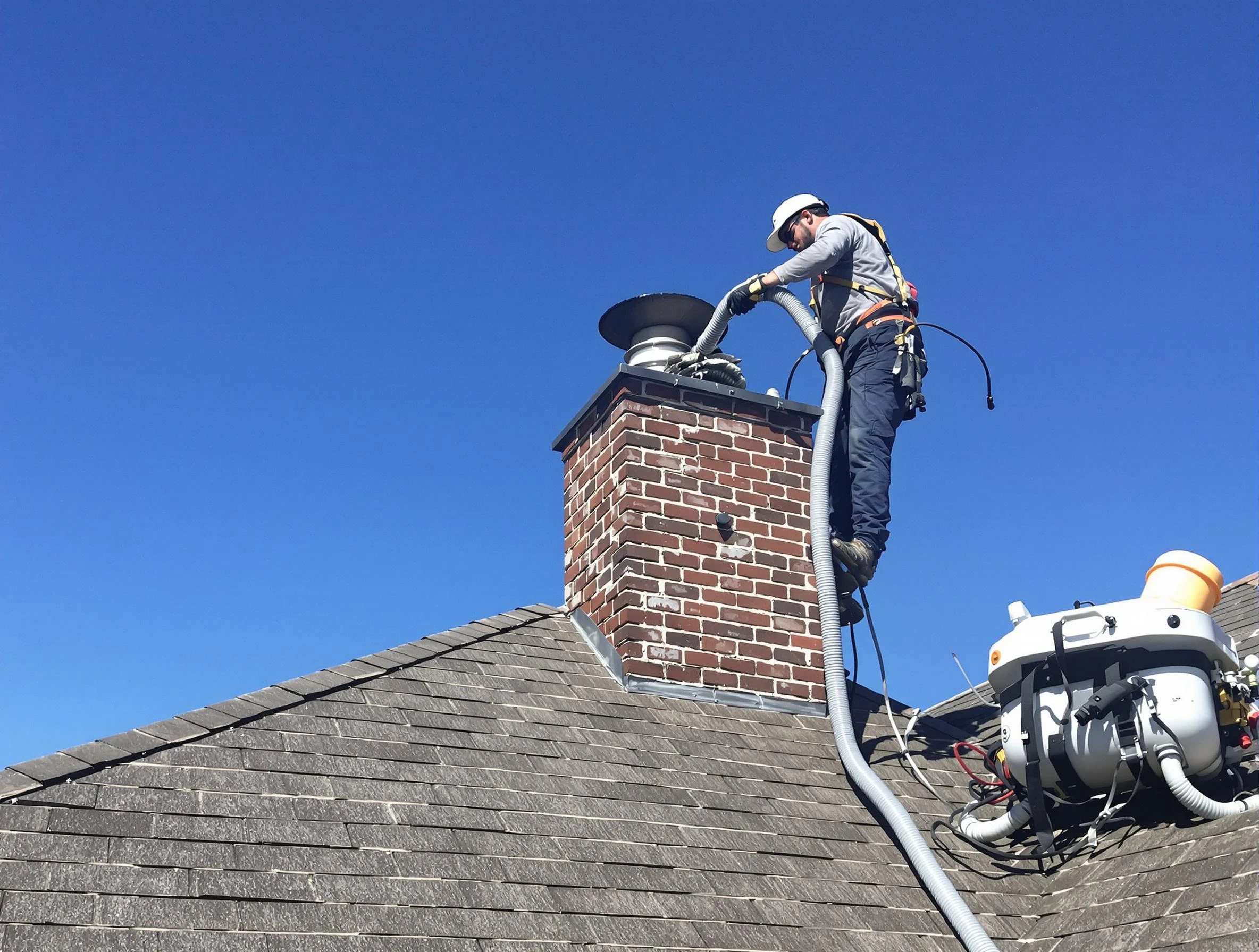 Dedicated El Reno Chimney Sweep team member cleaning a chimney in El Reno, OK
