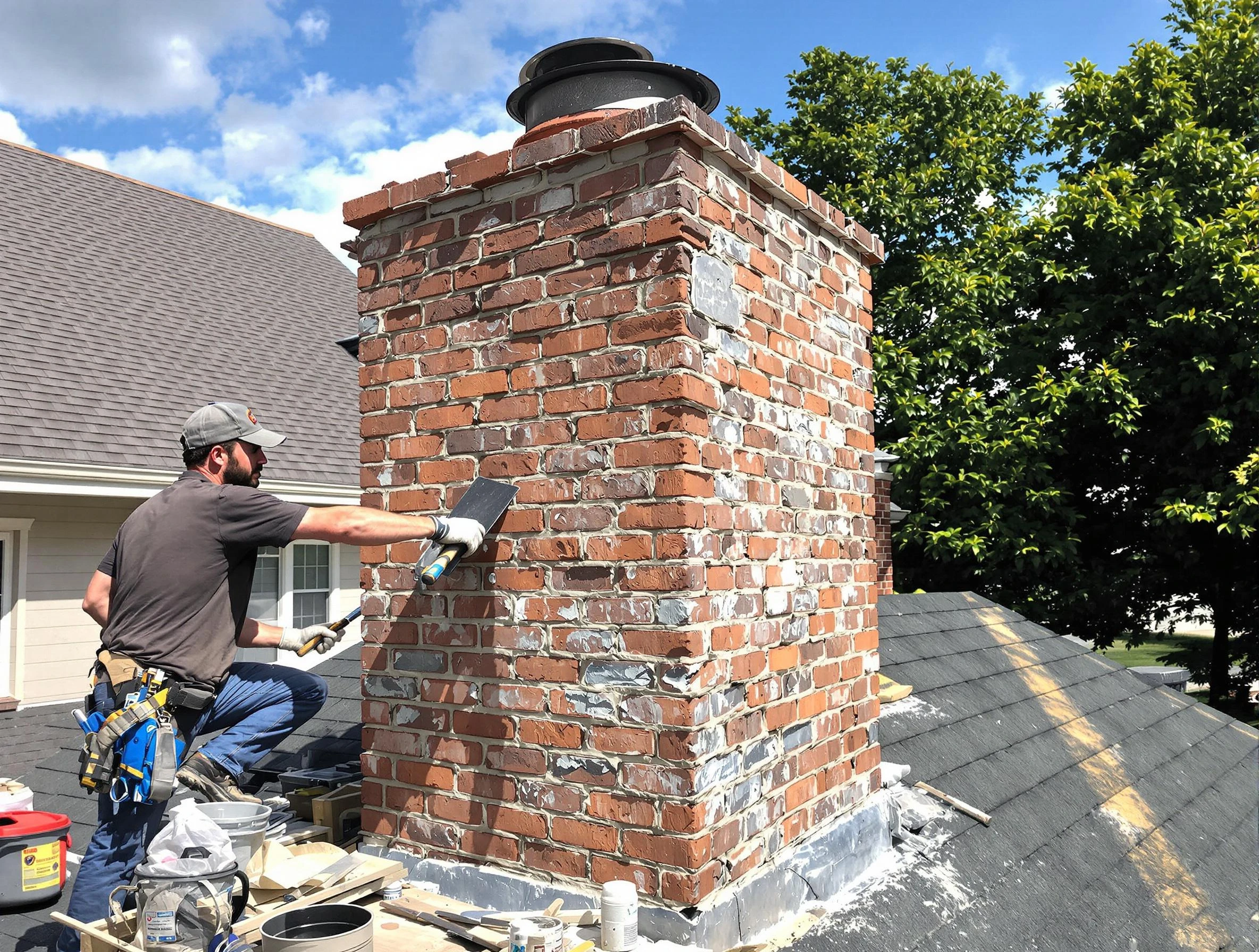 Completed chimney rebuild by El Reno Chimney Sweep in El Reno, OK