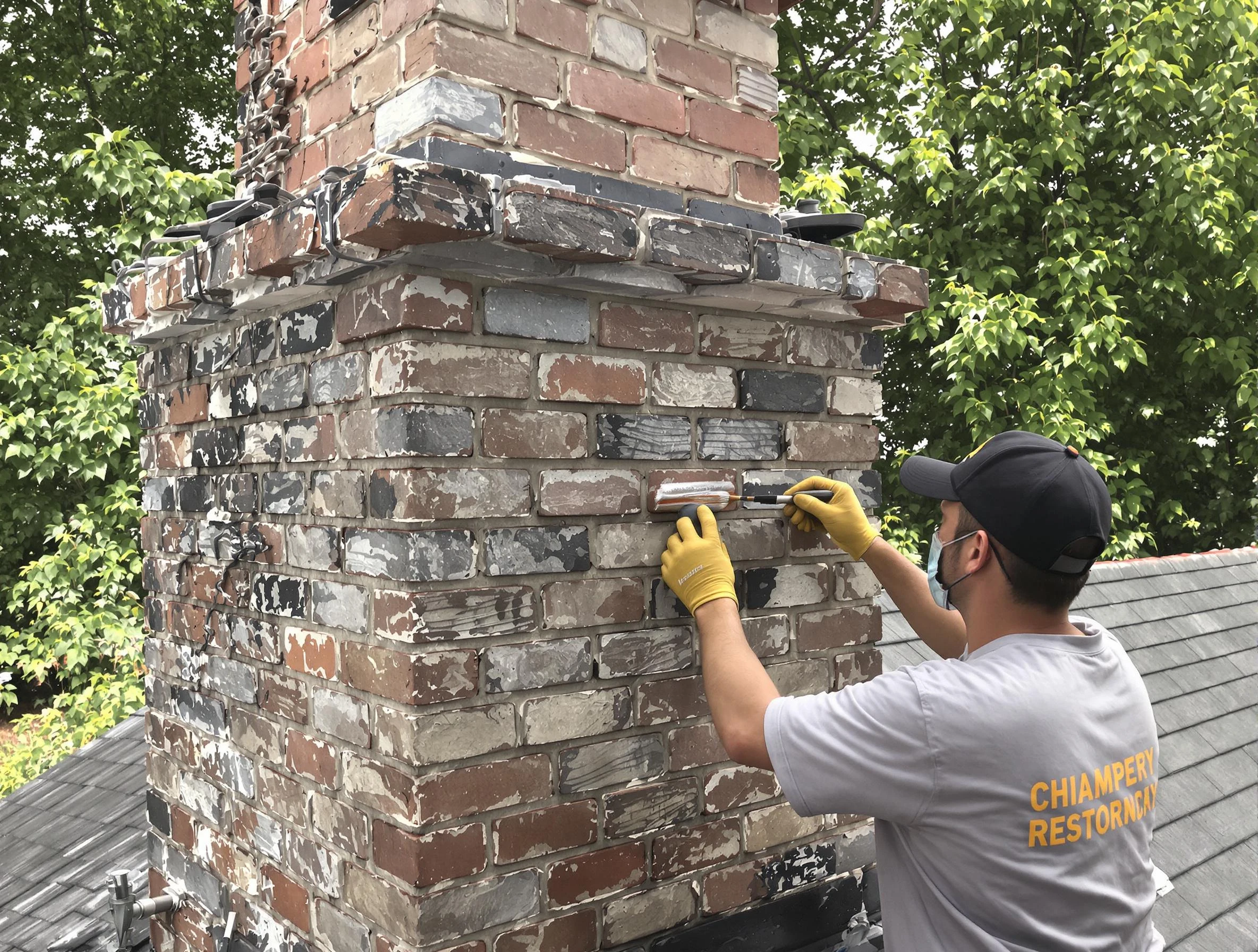 In-progress chimney restoration by El Reno Chimney Sweep in El Reno, OK