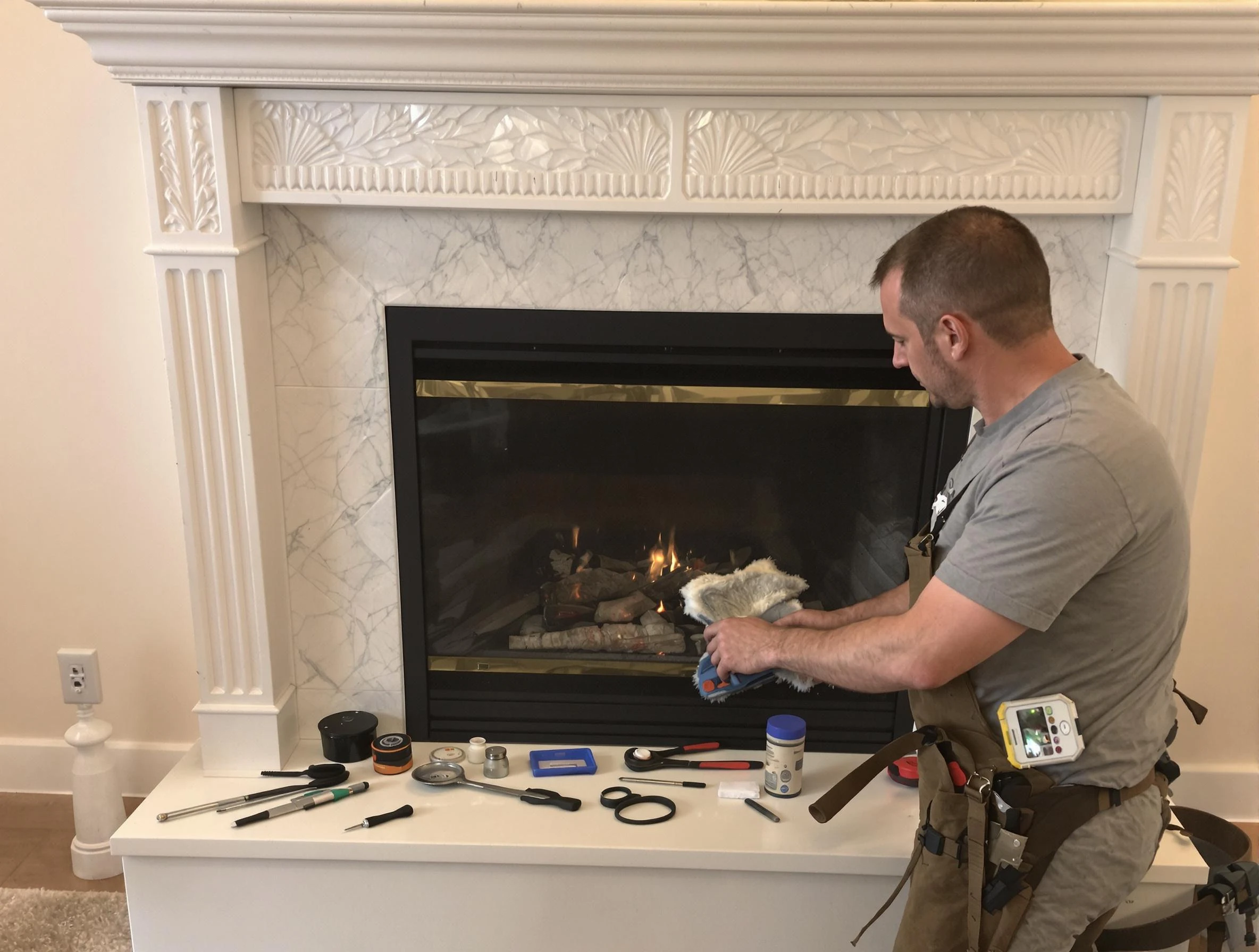 El Reno Chimney Sweep performing fireplace maintenance in El Reno, OK
